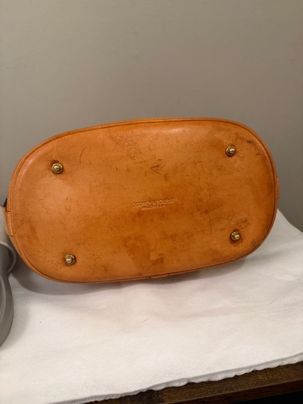 Dooney & Bourke Navy Tote with Tan Leather Trim - Picture 7 of 14
